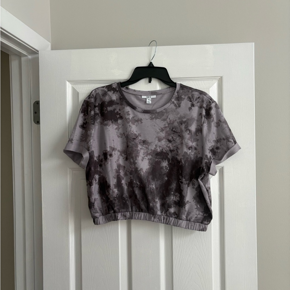 Bar III Black and Gray Tie-Dye Crop Top